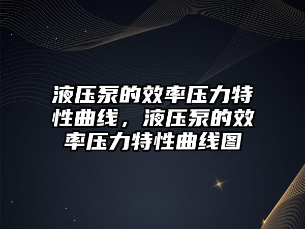 液壓泵的效率壓力特性曲線，液壓泵的效率壓力特性曲線圖