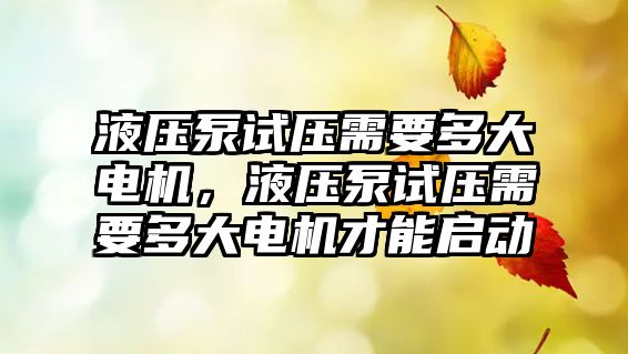 液壓泵試壓需要多大電機，液壓泵試壓需要多大電機才能啟動