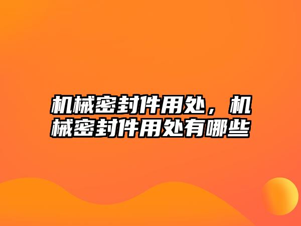 機械密封件用處，機械密封件用處有哪些