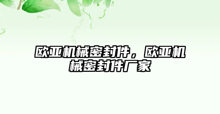 歐亞機械密封件，歐亞機械密封件廠家