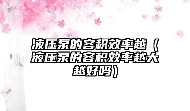 液壓泵的容積效率越（液壓泵的容積效率越大越好嗎）