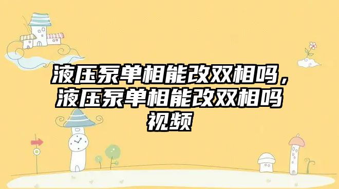 液壓泵單相能改雙相嗎，液壓泵單相能改雙相嗎視頻