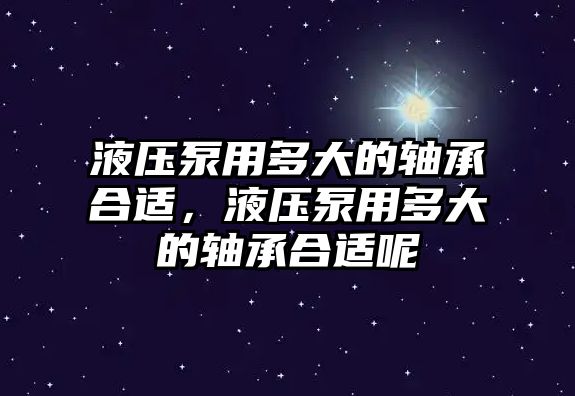 液壓泵用多大的軸承合適，液壓泵用多大的軸承合適呢