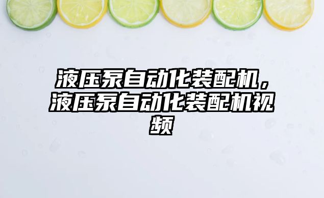 液壓泵自動化裝配機，液壓泵自動化裝配機視頻