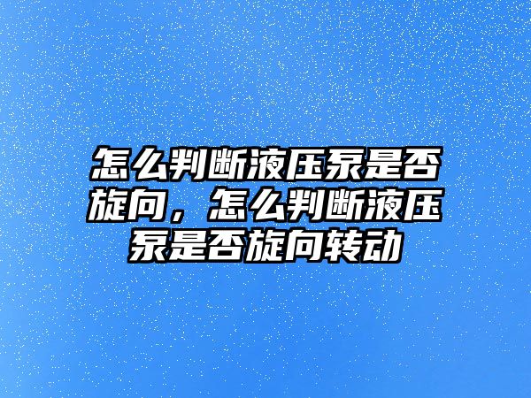 怎么判斷液壓泵是否旋向，怎么判斷液壓泵是否旋向轉(zhuǎn)動