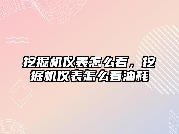 挖掘機儀表怎么看，挖掘機儀表怎么看油耗