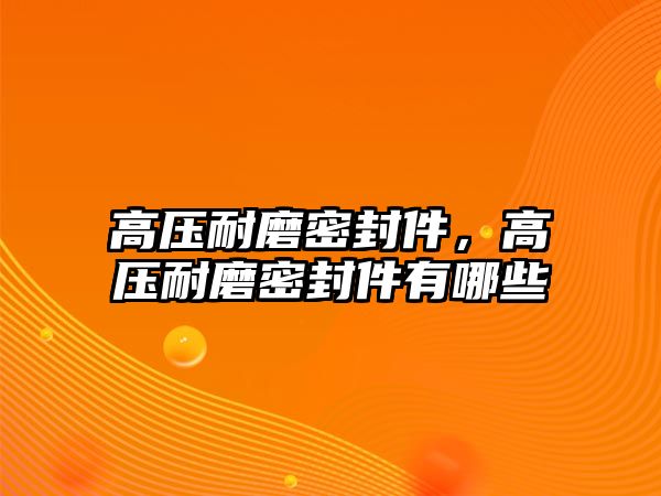 高壓耐磨密封件，高壓耐磨密封件有哪些