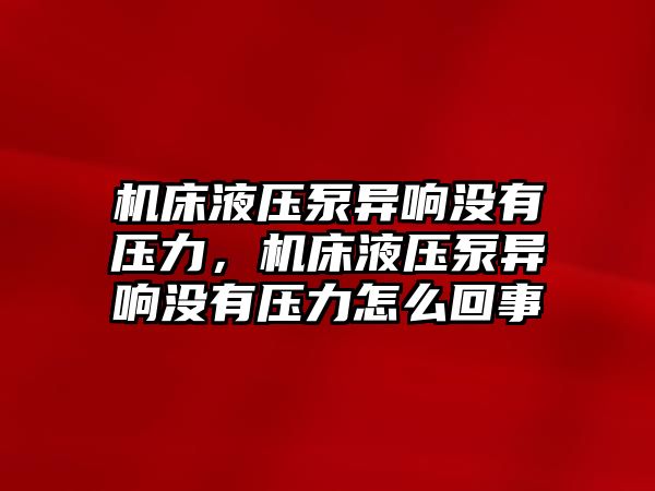 機床液壓泵異響沒有壓力，機床液壓泵異響沒有壓力怎么回事