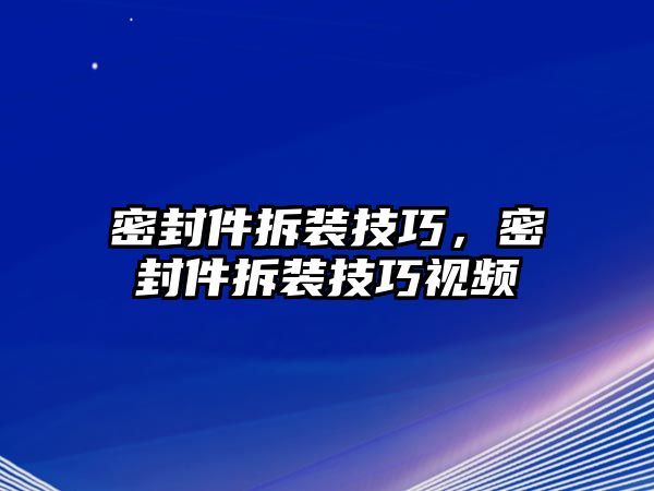 密封件拆裝技巧，密封件拆裝技巧視頻