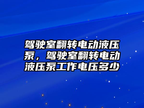 駕駛室翻轉電動液壓泵，駕駛室翻轉電動液壓泵工作電壓多少