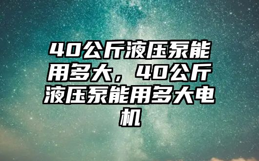 40公斤液壓泵能用多大，40公斤液壓泵能用多大電機