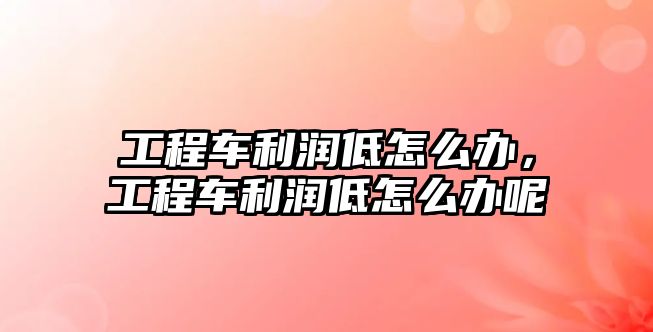 工程車利潤低怎么辦，工程車利潤低怎么辦呢