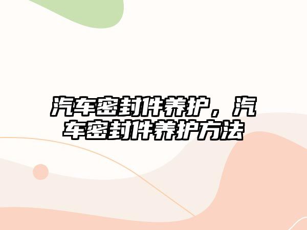 汽車密封件養(yǎng)護，汽車密封件養(yǎng)護方法