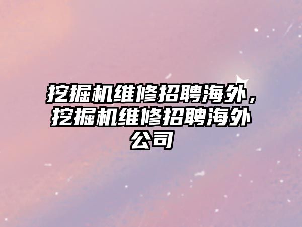 挖掘機維修招聘海外，挖掘機維修招聘海外公司