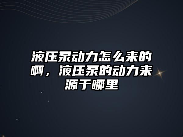 液壓泵動力怎么來的啊，液壓泵的動力來源于哪里