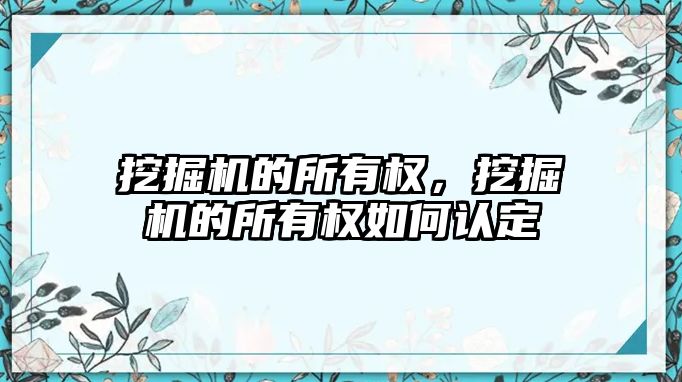 挖掘機的所有權(quán)，挖掘機的所有權(quán)如何認定