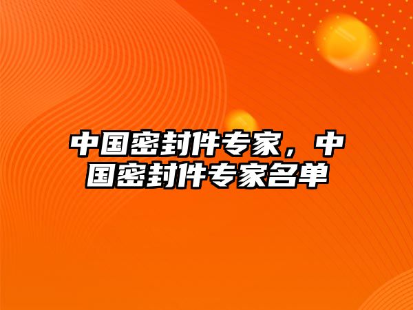 中國(guó)密封件專家，中國(guó)密封件專家名單