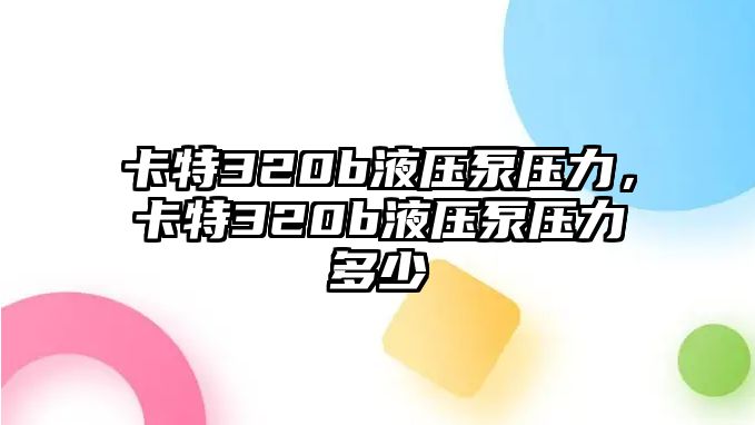 卡特320b液壓泵壓力，卡特320b液壓泵壓力多少