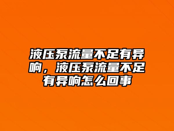 液壓泵流量不足有異響，液壓泵流量不足有異響怎么回事