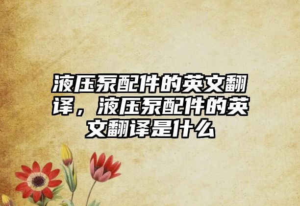 液壓泵配件的英文翻譯，液壓泵配件的英文翻譯是什么