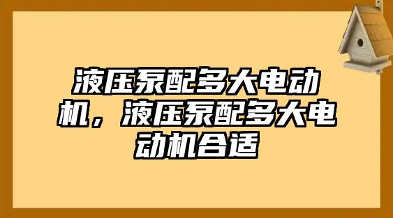 液壓泵配多大電動機，液壓泵配多大電動機合適