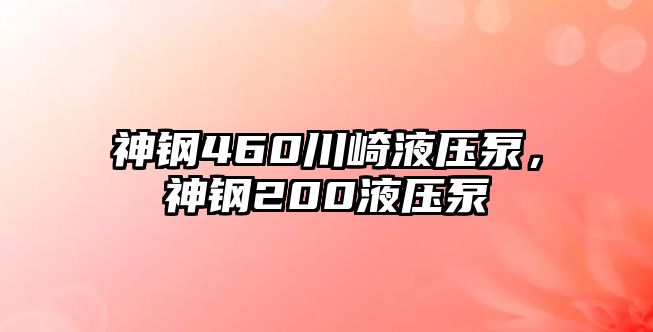 神鋼460川崎液壓泵，神鋼200液壓泵