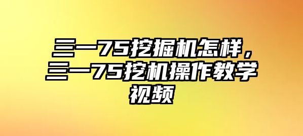 三一75挖掘機(jī)怎樣，三一75挖機(jī)操作教學(xué)視頻