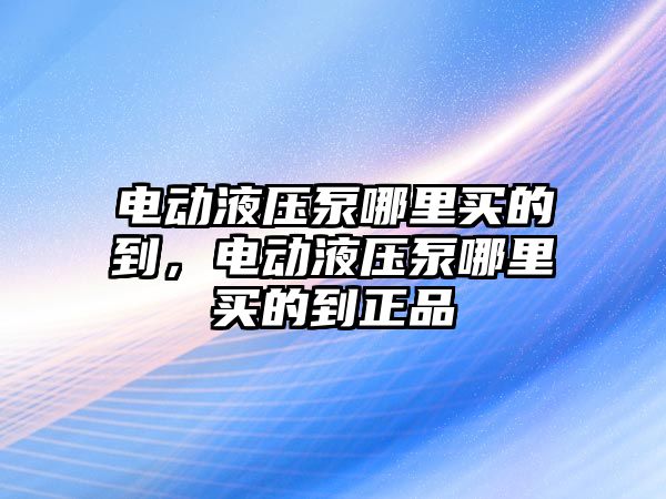 電動液壓泵哪里買的到，電動液壓泵哪里買的到正品