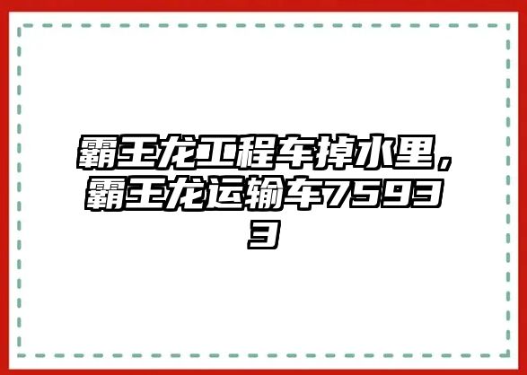 霸王龍工程車掉水里，霸王龍運輸車75933