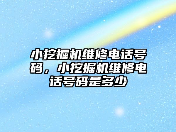 小挖掘機維修電話號碼，小挖掘機維修電話號碼是多少