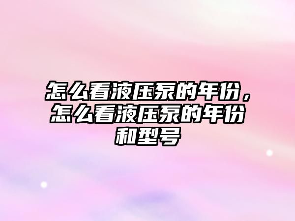 怎么看液壓泵的年份，怎么看液壓泵的年份和型號