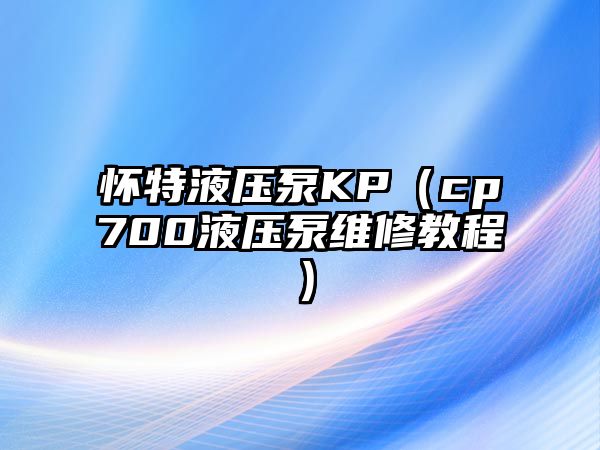 懷特液壓泵KP（cp700液壓泵維修教程）