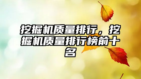 挖掘機質(zhì)量排行，挖掘機質(zhì)量排行榜前十名