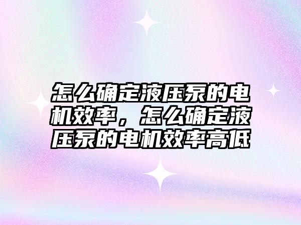 怎么確定液壓泵的電機效率，怎么確定液壓泵的電機效率高低