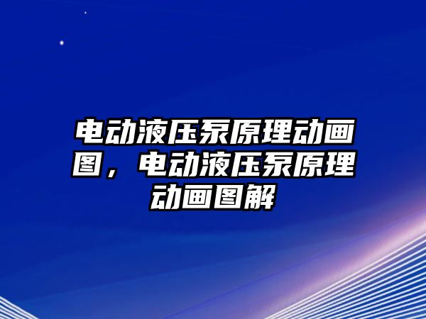 電動液壓泵原理動畫圖，電動液壓泵原理動畫圖解