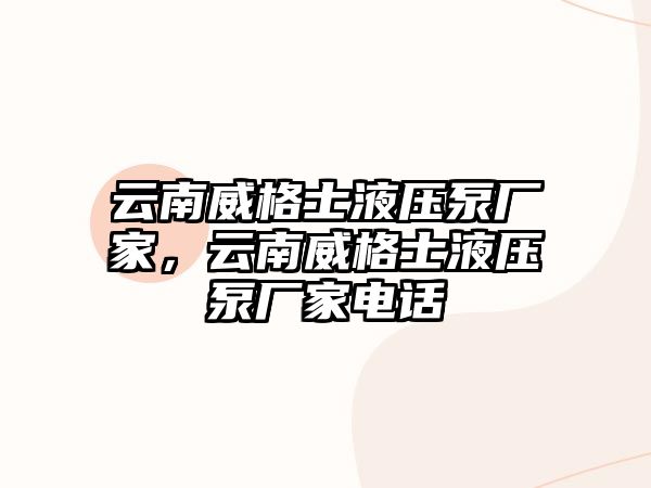 云南威格士液壓泵廠家，云南威格士液壓泵廠家電話