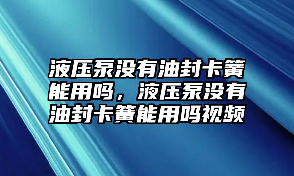 液壓泵沒(méi)有油封卡簧能用嗎，液壓泵沒(méi)有油封卡簧能用嗎視頻