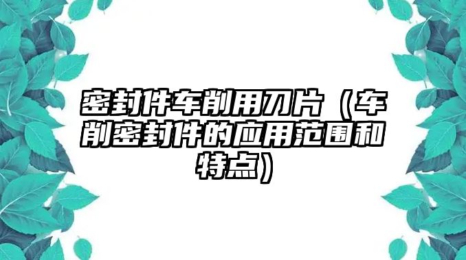 密封件車削用刀片（車削密封件的應用范圍和特點）