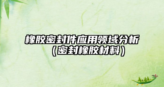 橡膠密封件應用領域分析（密封橡膠材料）