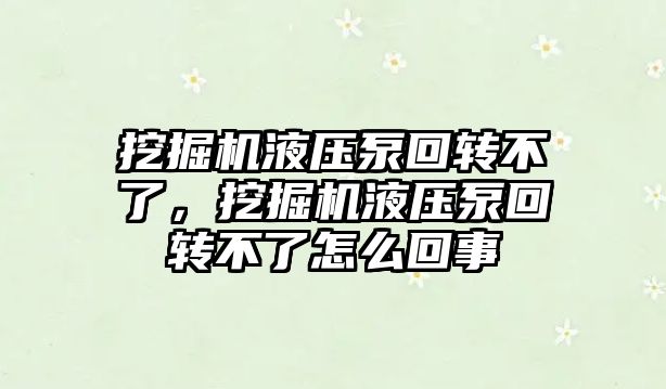 挖掘機液壓泵回轉不了，挖掘機液壓泵回轉不了怎么回事