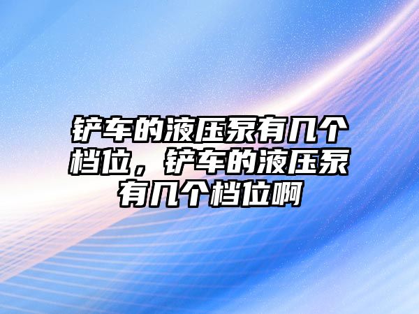 鏟車的液壓泵有幾個(gè)檔位，鏟車的液壓泵有幾個(gè)檔位啊