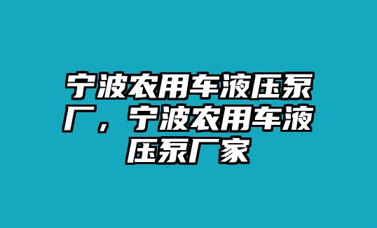 寧波農(nóng)用車液壓泵廠，寧波農(nóng)用車液壓泵廠家