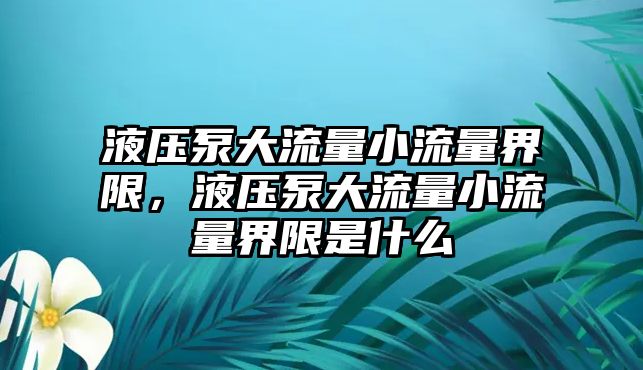 液壓泵大流量小流量界限，液壓泵大流量小流量界限是什么