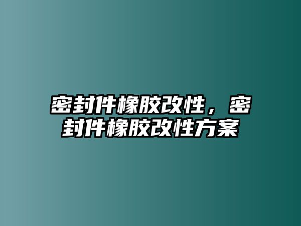 密封件橡膠改性，密封件橡膠改性方案