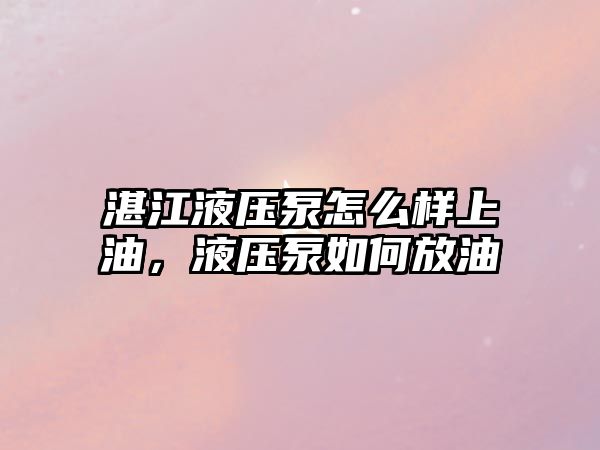 湛江液壓泵怎么樣上油，液壓泵如何放油