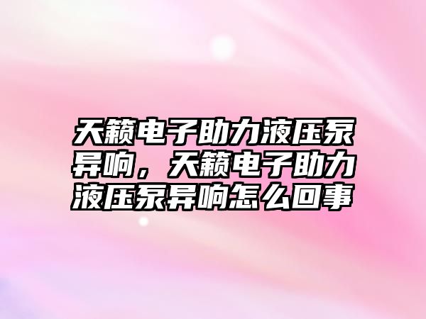 天籟電子助力液壓泵異響，天籟電子助力液壓泵異響怎么回事