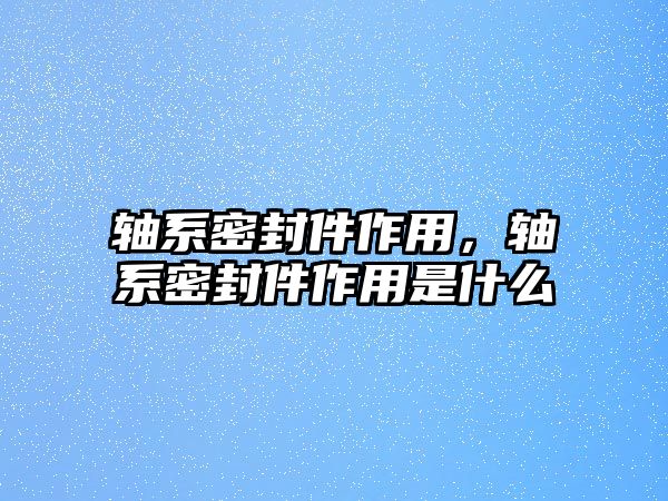 軸系密封件作用，軸系密封件作用是什么