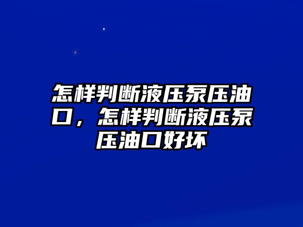 怎樣判斷液壓泵壓油口，怎樣判斷液壓泵壓油口好壞