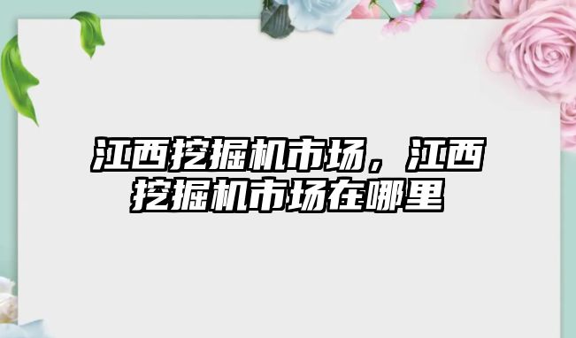 江西挖掘機市場，江西挖掘機市場在哪里