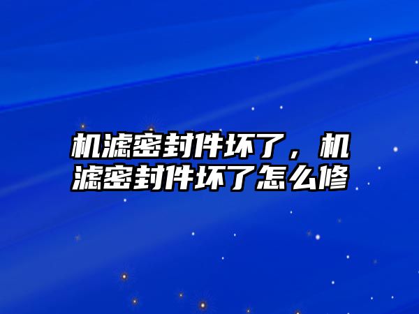 機(jī)濾密封件壞了，機(jī)濾密封件壞了怎么修